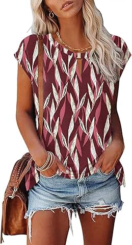 Women's Summer V-Neck Cap Sleeve Loose Tank Top