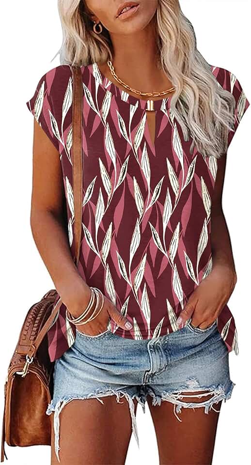 Women's Summer V-Neck Cap Sleeve Loose Tank Top