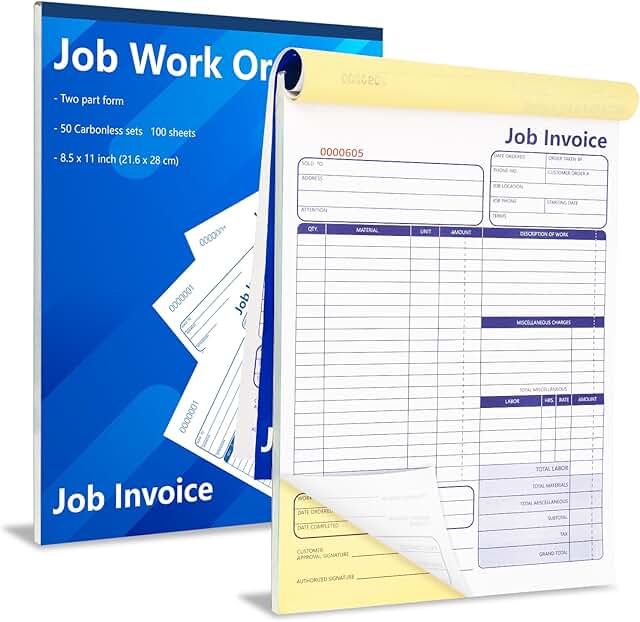 Set of 100 Work Order and Invoice Forms