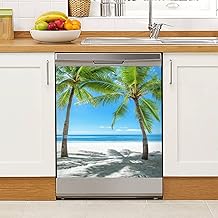Tropical Beach Palm Trees and Sea Magnet Sticker for Refrigerator