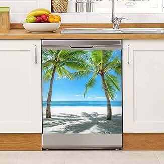 Tropical Beach Palm Trees and Sea Magnet Sticker for Refrigerator