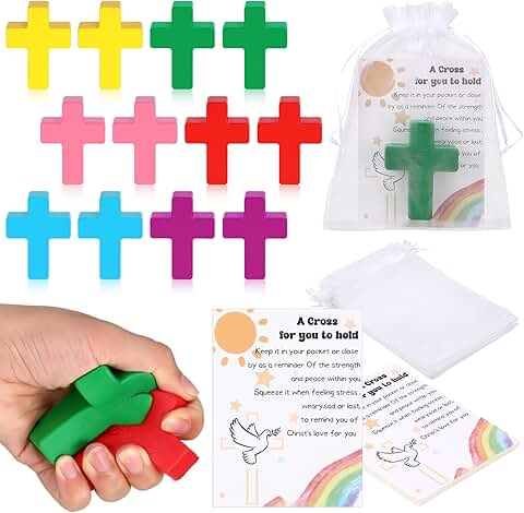 12 Cross Stress Relief Toys with Cards and Bags