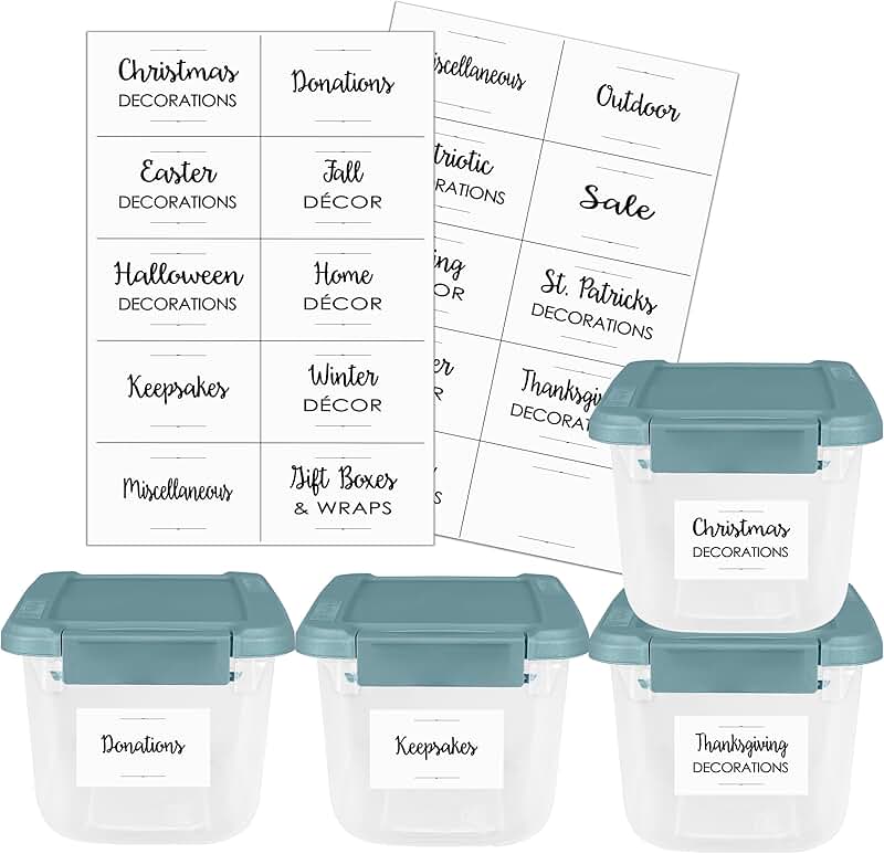 Waterproof Reusable Labels for Storage Boxes and Bins (40)