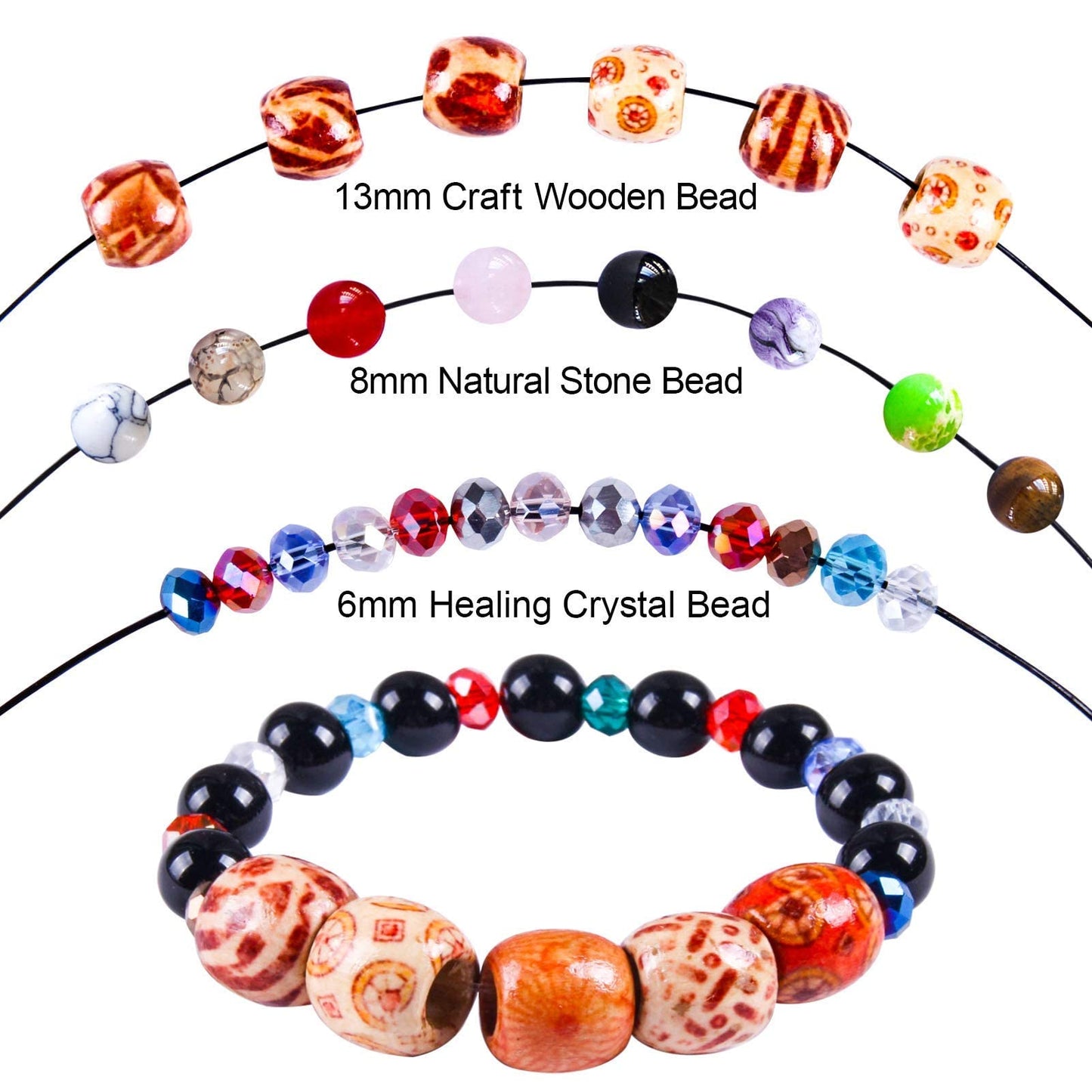 Mixed Stone Beads Jewelry Making Kit with Crystal and Wooden Beads