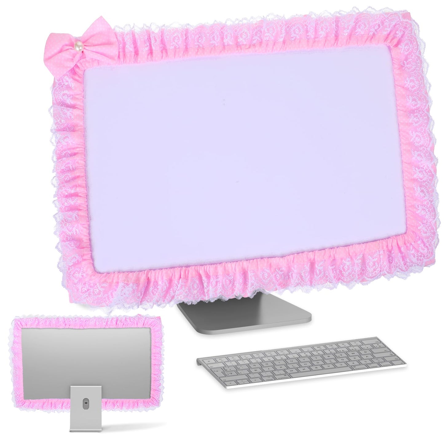 Pink monitor cover for 23-27 inch screens