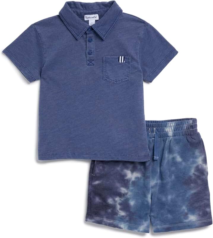 Boys Ripple Tie-Dye Short-Sleeve and Shorts Set