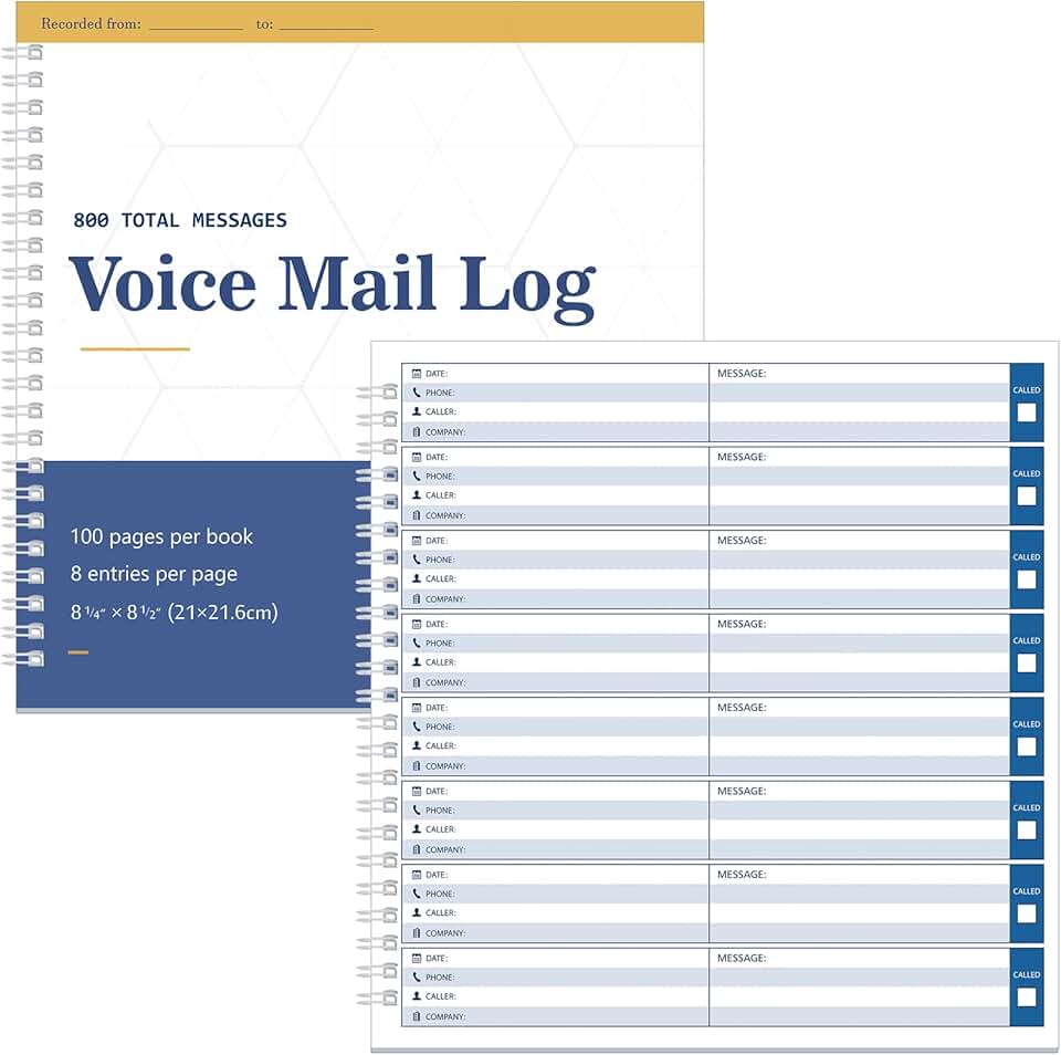 Phone Message Log Book, 8.27 x 8.5 Inches, 800 Pages