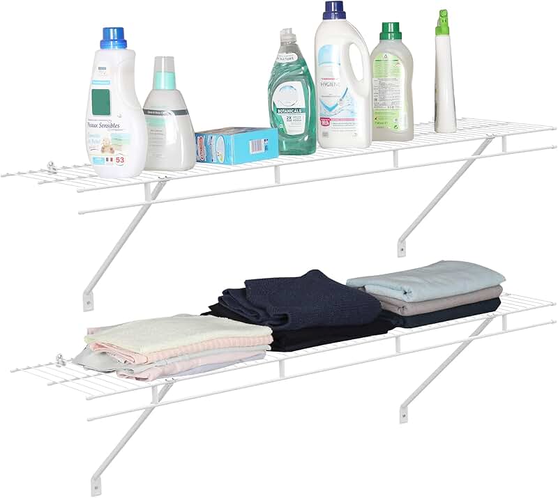 Wall Mounted Closet Shelves, 2-Pack, 4 ft x 12 in White
