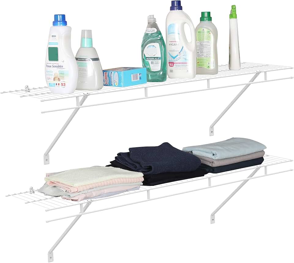 Wall Mounted Closet Shelves, 2-Pack, 4 ft x 12 in White