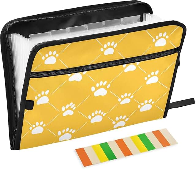Dog Paw Print Expandable File Folder with 13 Pockets