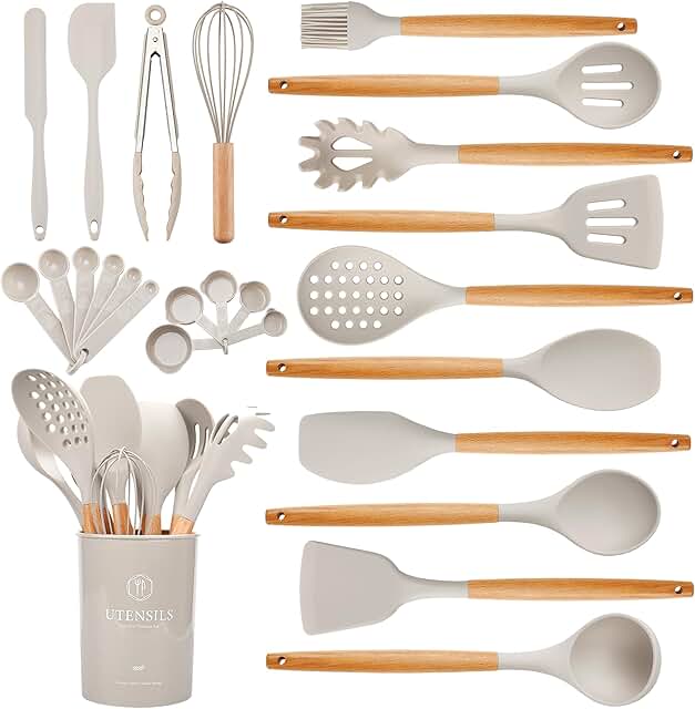 26-Piece Kitchen Utensil Set with Wooden Handles