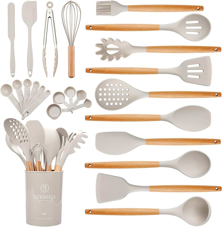 26-Piece Kitchen Utensil Set with Wooden Handles