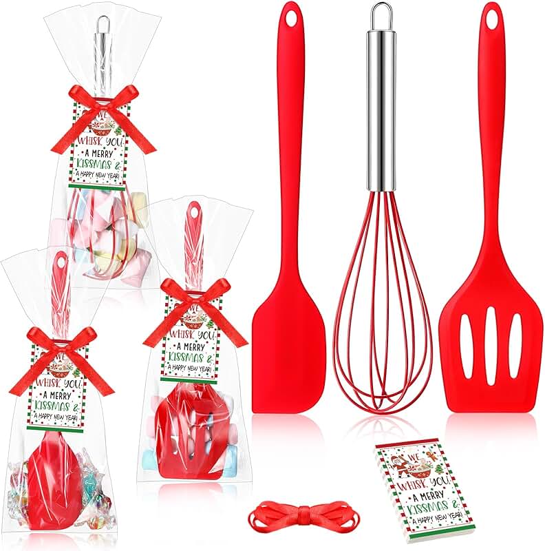 Set of three Christmas kitchen tools with greeting cards