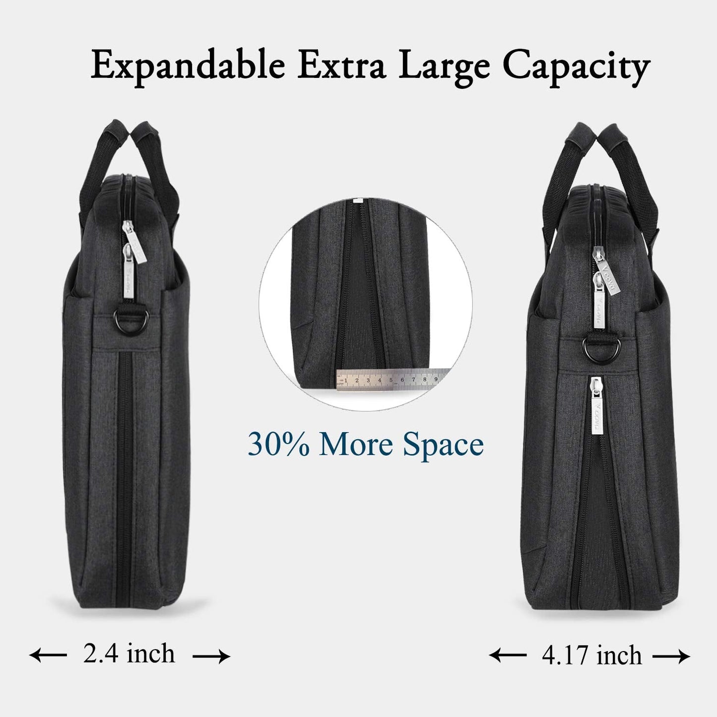 17 17.3 Inch Laptop Bag Briefcase, Expandable Multi-function Shoulder Messenger Bag, Waterproof Computer Carrying Case with Organizer Pocket for Men Women, Business Travel College School