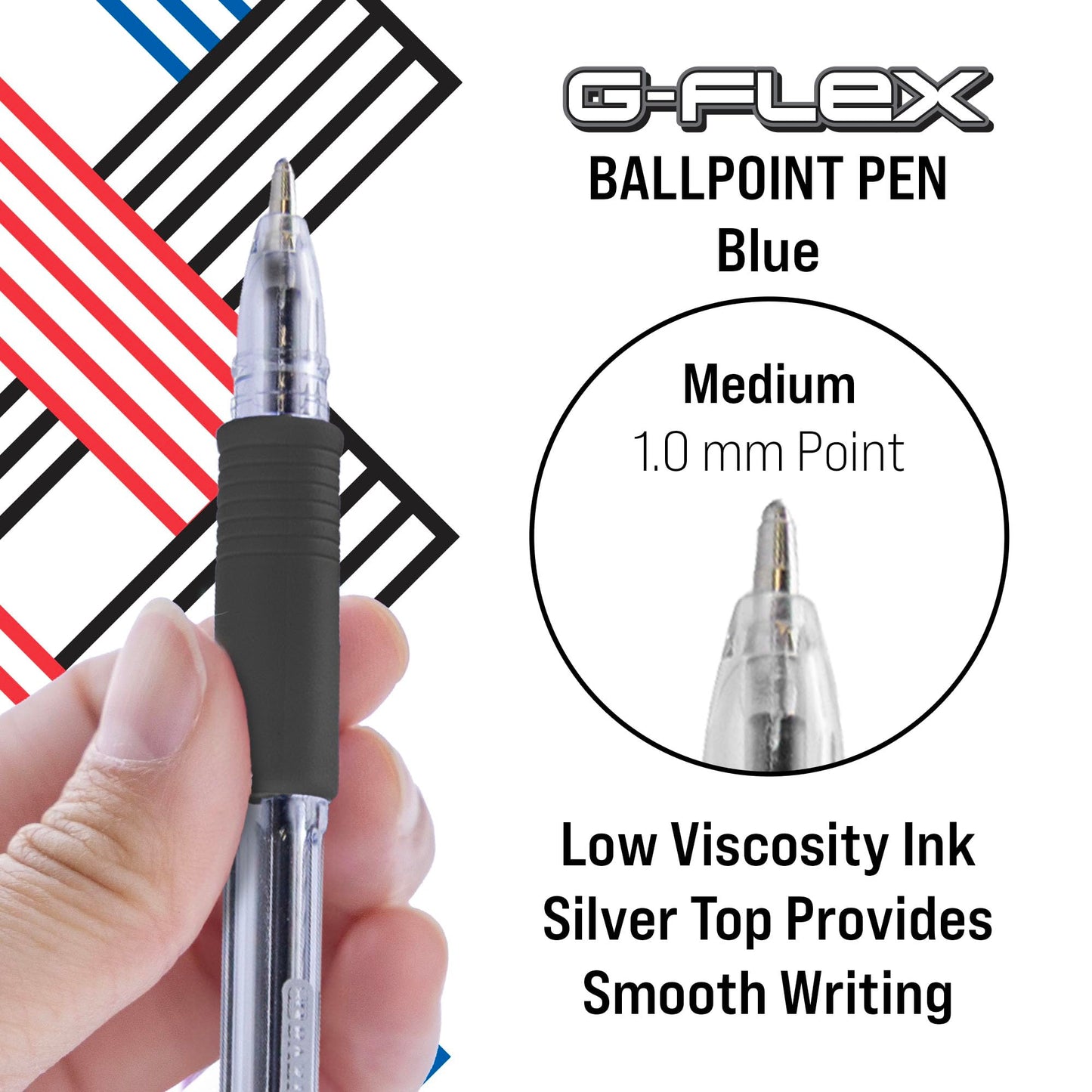 Black Oil-Gel Ink Pen with Cushion Grip, 4 Pack