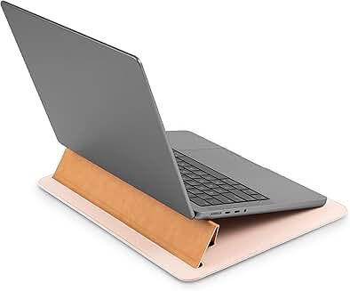 14-Inch Leather Laptop Sleeve with Stand and Storage