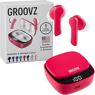 Magenta True Wireless Earbuds with Charging Case