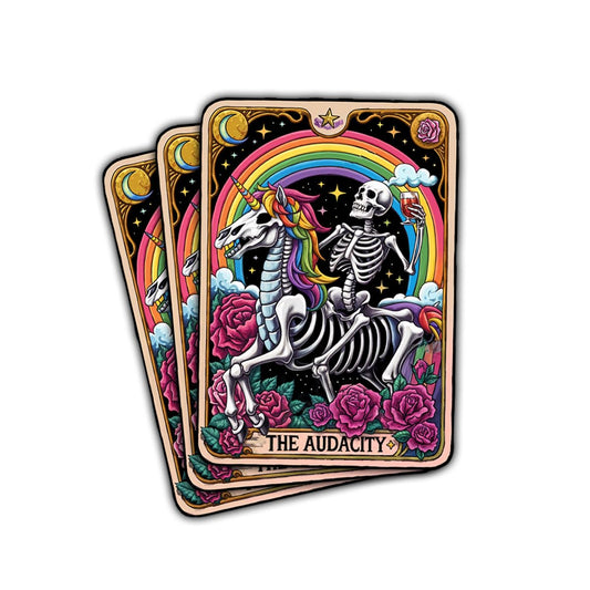 Set of three floral and tarot stickers for laptop, phone, water bottle, and car