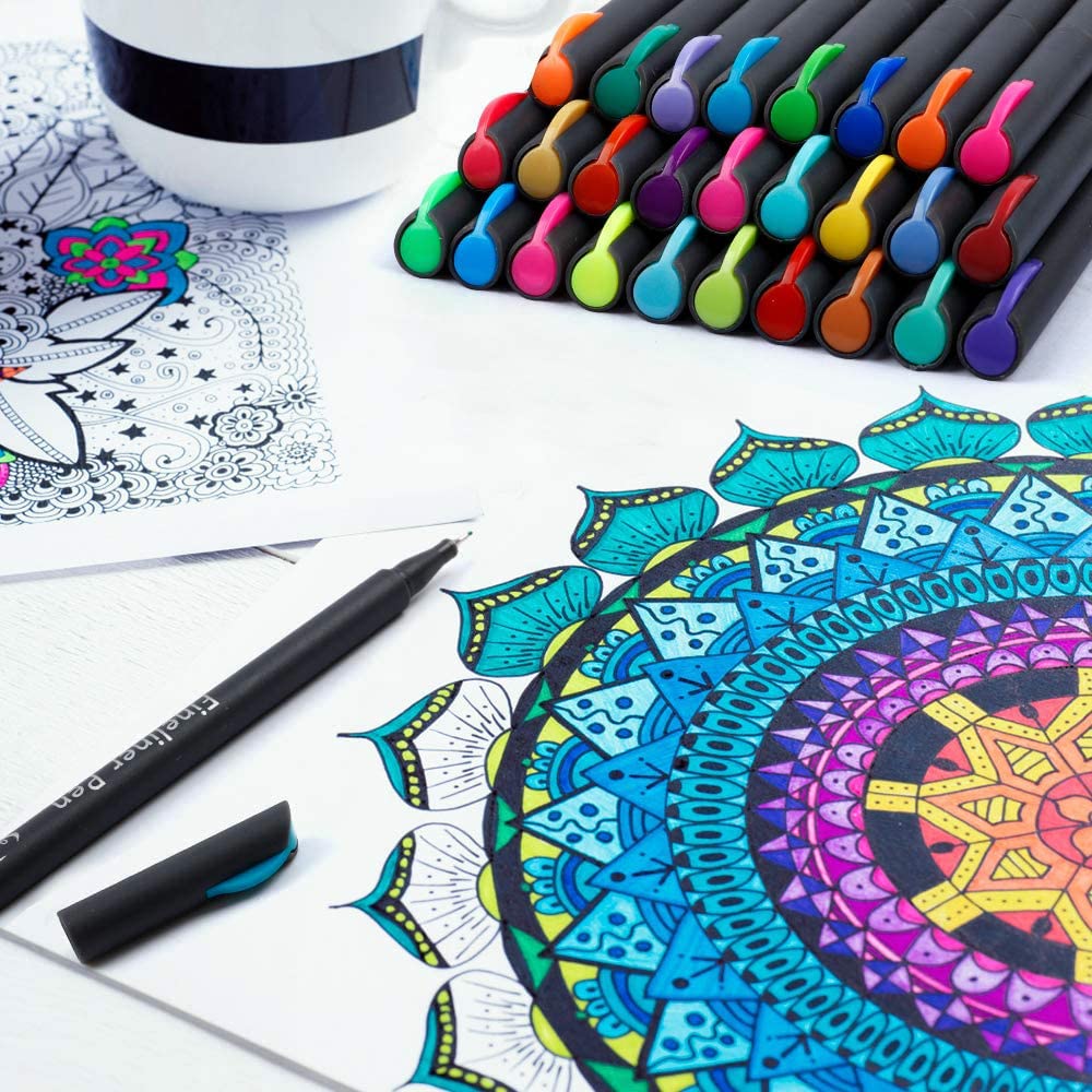 65 Pack Colored Pens with Stencils for Journals and Notes