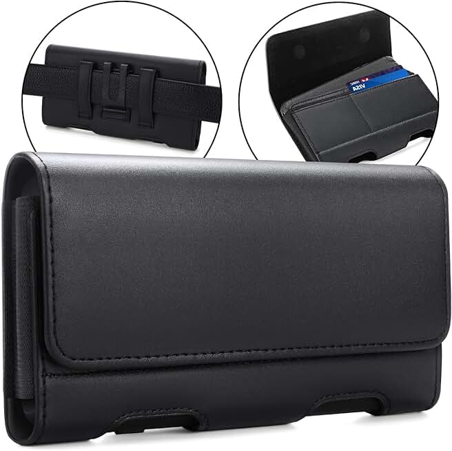 Leather belt clip holster case for Galaxy S24 Ultra and iPhone 15 Pro Max
