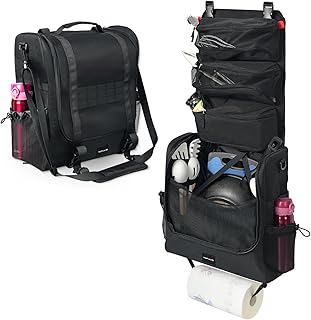 Portable Camping Kitchen Organizer with Pockets and Towel Holder