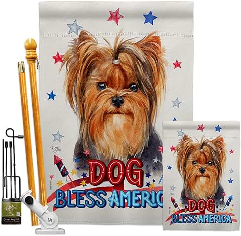Patriotic Yorkie Garden Flag Kit for Pets and Yard