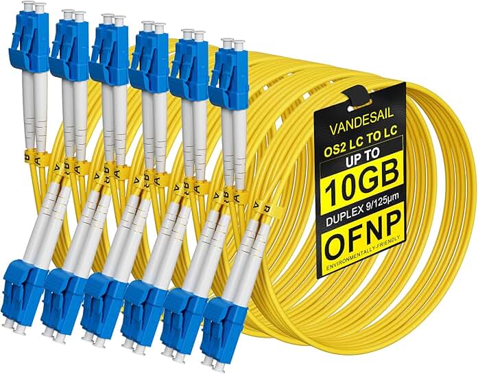 6 Pack 5m OS2 LC to LC Fiber Patch Cables