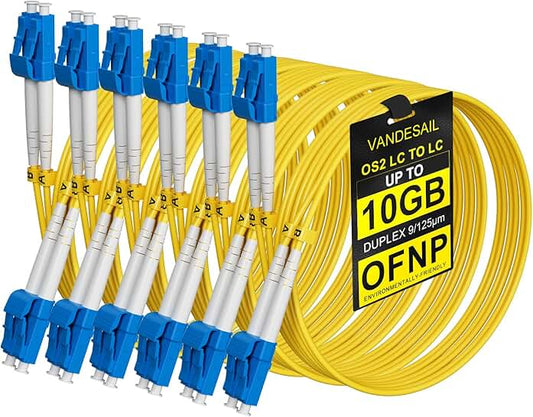 6 Pack 5m OS2 LC to LC Fiber Patch Cables