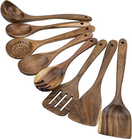 8-Piece Teak Wood Cooking Utensil Set