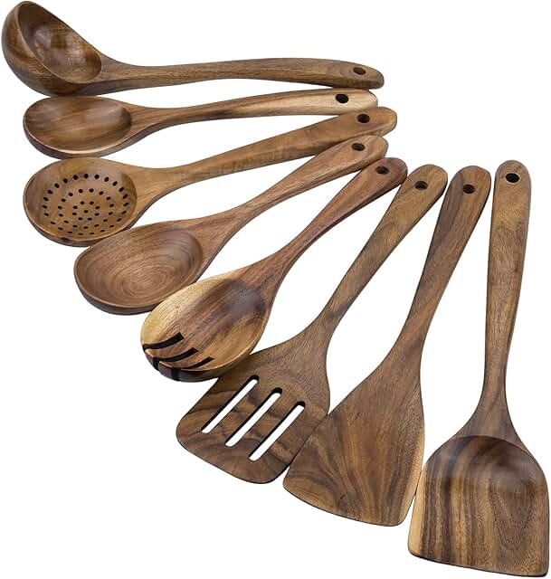 8-Piece Teak Wood Cooking Utensil Set