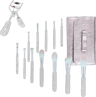 12-Piece Crystal Makeup Brush Set and Rhinestone Eyelash Curlers