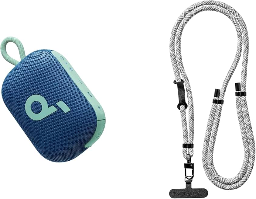 Blue Bluetooth Shower Speaker with Lanyard