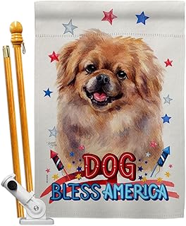 Patriotic Pekingese Dog House Flag Set for Garden