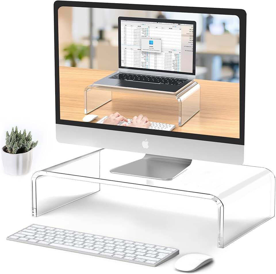 Acrylic Monitor and Laptop Stand for Desk