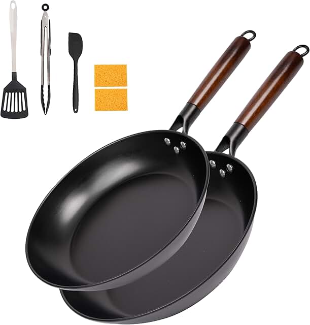 10 and 12-inch Non-Stick Carbon Steel Frying Pan Set