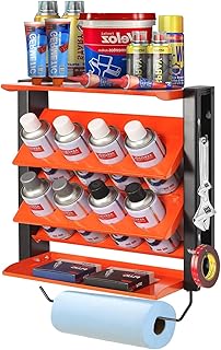 Wall Mount Spray Can and Paint Bottle Organizer with Shelves