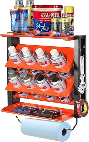 Wall Mount Spray Can and Paint Bottle Organizer with Shelves