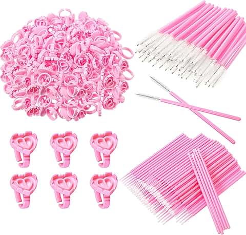 3000 Pcs Eyelash Extension Supplies Kit with Heart-Shaped Lash Rings