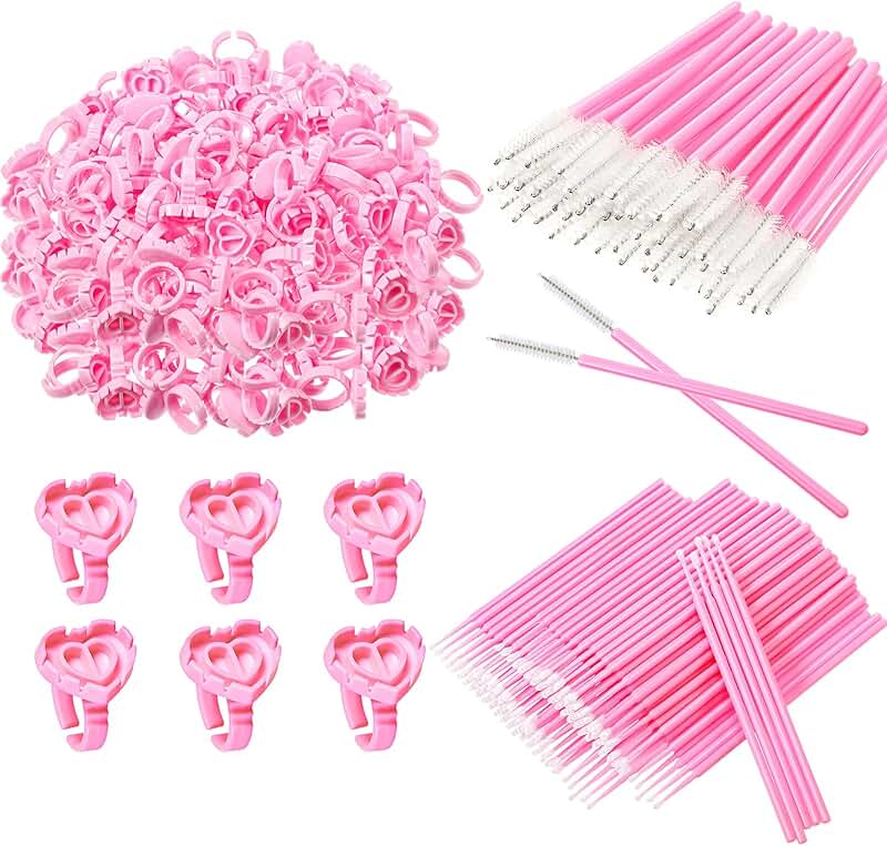 3000 Pcs Eyelash Extension Supplies Kit with Heart-Shaped Lash Rings