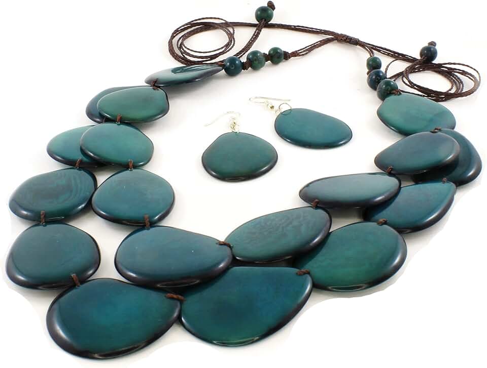 Handmade Bib Necklace with Chunky Tagua Nut Beads