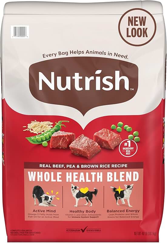 Dry Beef and Rice Dog Food for Adults, 40 lb