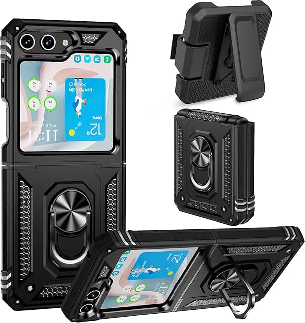 Heavy Duty Galaxy Z Flip 5 Case with Belt Clip and Kickstand