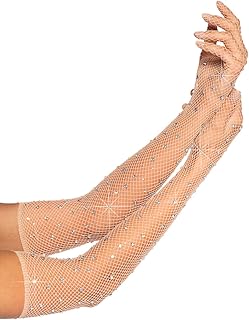 Women's Rhinestone Fishnet Long Gloves
