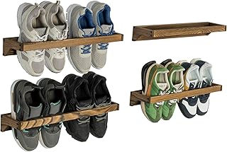 Set of 4 Rustic Wooden Wall Shoe Racks