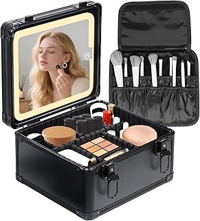 Waterproof Travel Makeup Case with Lighted Mirror