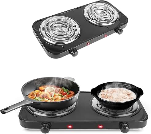Portable 2000W Electric Hot Plate with Double Burners