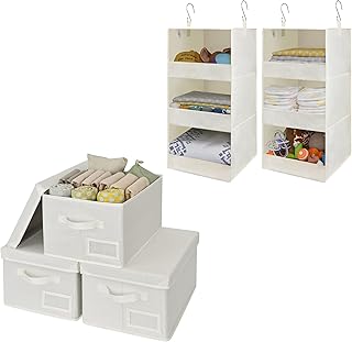 Bundle of 2 Closet Hanging Shelves and 3 Storage Bins
