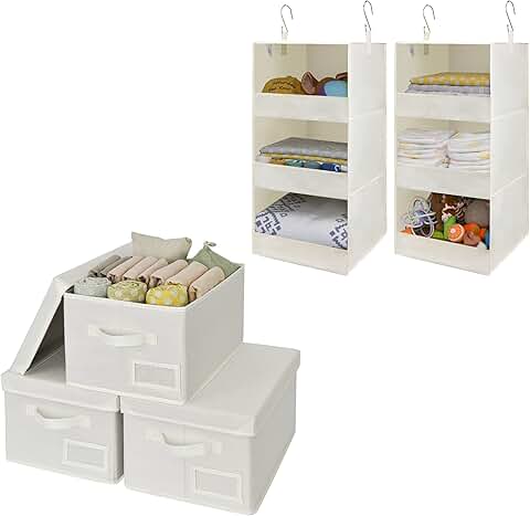 Bundle of 2 Closet Hanging Shelves and 3 Storage Bins