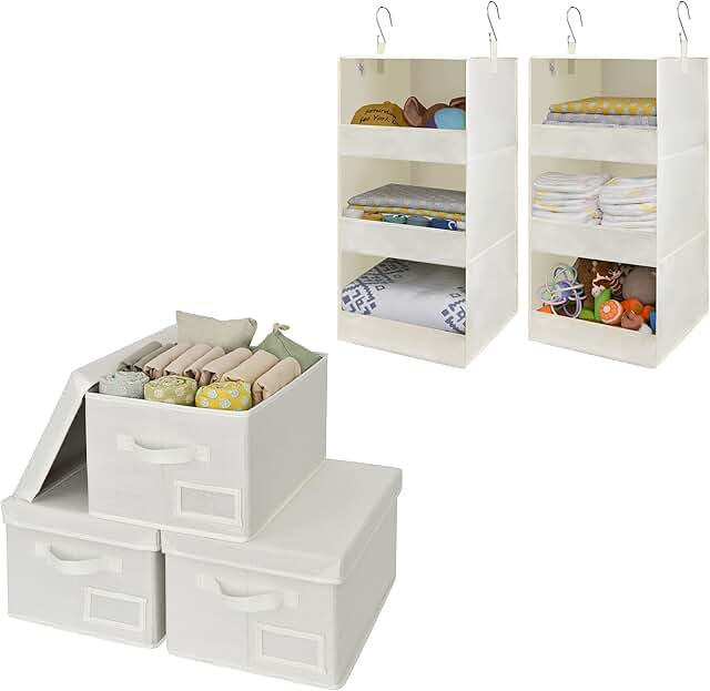 Bundle of 2 Closet Hanging Shelves and 3 Storage Bins