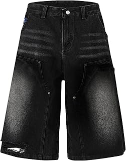 Loose Fit Acid Wash Denim Shorts for Summer
